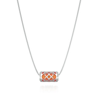 Lotus Love Letter Pendant - Sunset Orange - Sterling Silver