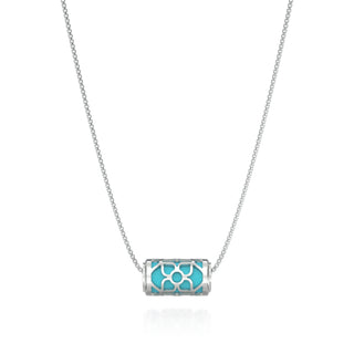 Lotus Love Letter Pendant - Turquoise Blue - Sterling Silver