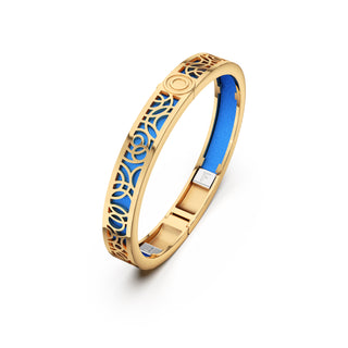 Celestial Blue Monsoon Ripples - Extra Slim Bangle Gold