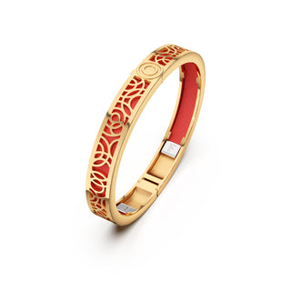 Firecracker Red Monsoon Ripples - Extra Slim Bangle Gold