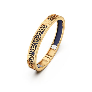 Midnight Blue Monsoon Ripples - Extra Slim Bangle Gold