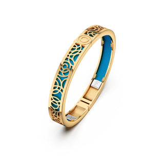 Peacock Green Monsoon Ripples - Extra Slim Bangle Gold