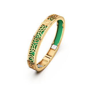 Python Green Monsoon Ripples - Extra Slim Bangle Gold