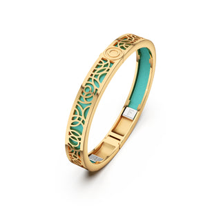 Shophouse Teal Monsoon Ripples - Extra Slim Bangle Gold