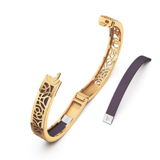 Deep Plum Monsoon Ripples - Extra Slim Bangle Gold