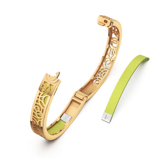 Pomelo Green Monsoon Ripples - Extra Slim Bangle Gold