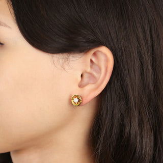 Jalan Besar Small Stud Earrings - Gold Vermeil - Moonstone