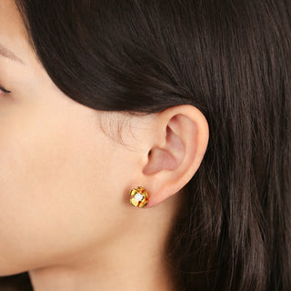 Orchid Garden Small Stud Earrings - Gold Vermeil - Moonstone