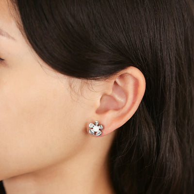 Orchid Garden Small Stud Earrings - Sterling Silver - Moonstone