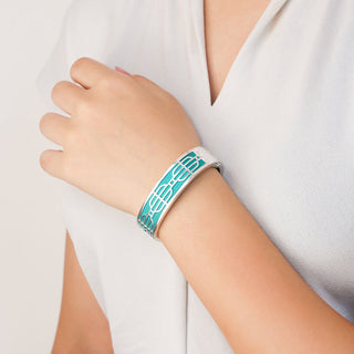 Nanyang Dream Bangle - Shophouse Teal - Sterling Silver