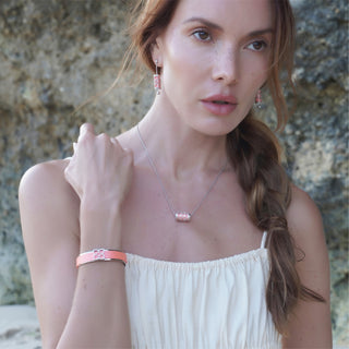 Lotus Love Letter Pendant - Crossandra Orange - Sterling Silver