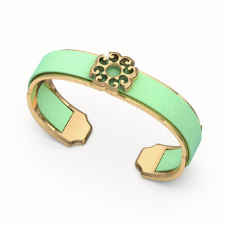 Nonya Blossom Silk Cuff - Palm Tree Green