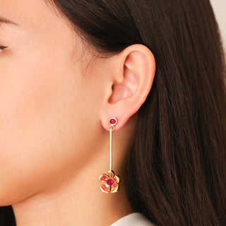 Orchid Garden Drop Earrings - Gold Vermeil - Ruby