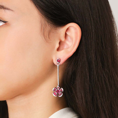 Orchid Garden Drop Earrings - Gold Vermeil - Ruby