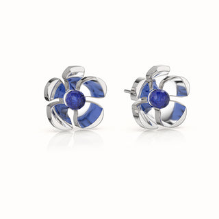 Orchid Garden Large Stud Earrings - Sterling Silver - Sapphire