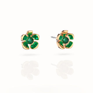 Orchid Garden Small Stud Earrings - Gold Vermeil - Emerald