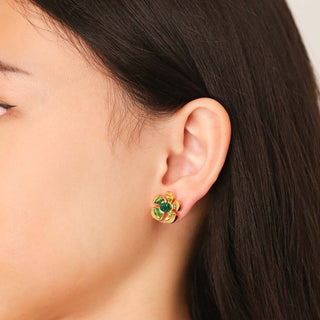 Orchid Garden Large Stud Earrings - Gold Vermeil - Emerald