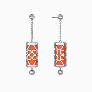 Lotus Silk Earrings - Lava Orange