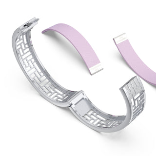 Frangipani Pink Pavillion - Slim Bangle - Sterling Silver