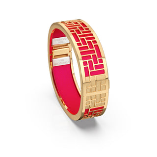 Dragonfruit Pink Pavillion - Slim Bangle - Gold Vermeil