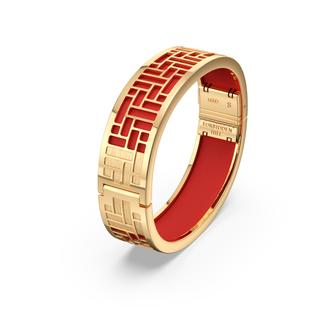 Firecracker Red Pavilion - Slim Bangle - Gold Vermeil
