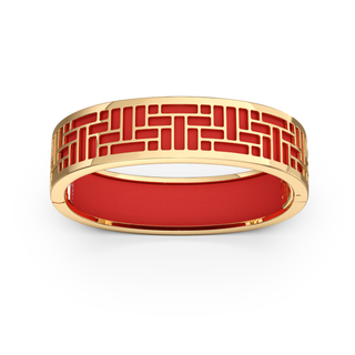 Firecracker Red Pavilion - Slim Bangle - Gold Vermeil