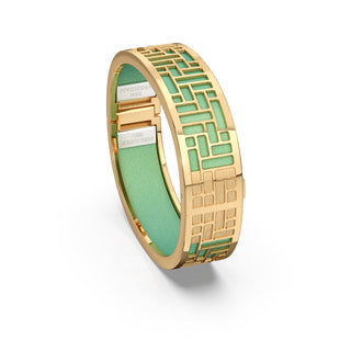 Palm Tree Green Pavilion - Slim Bangle - Gold Vermeil