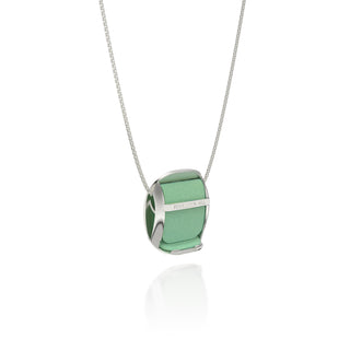Hexagon Coral Pendant - Palm Tree Green - Sterling Silver