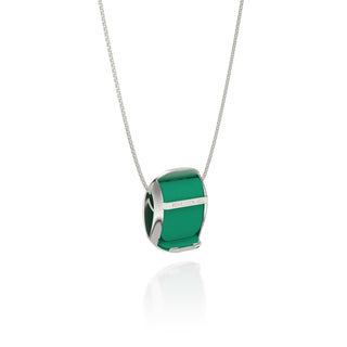 Hexagon Coral Pendant - Python Green - Sterling Silver