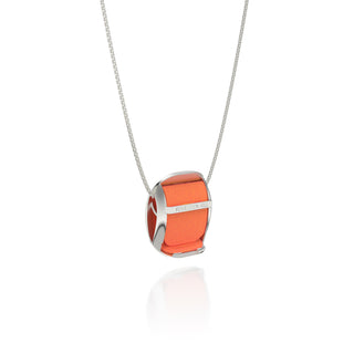 Hexagon Coral Pendant - Sunset Orange - Sterling Silver