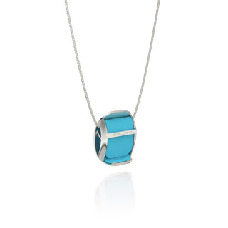 Hexagon Coral Pendant - Turquoise Blue - Sterling Silver