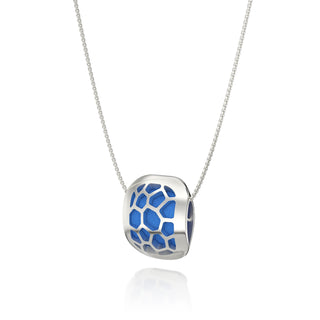Hexagon Coral Pendant - Celestial Blue - Sterling Silver