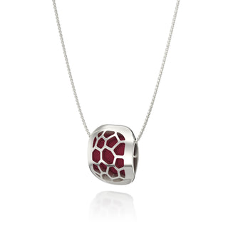 Hexagon Coral Pendant - Majestic Ruby - Sterling Silver