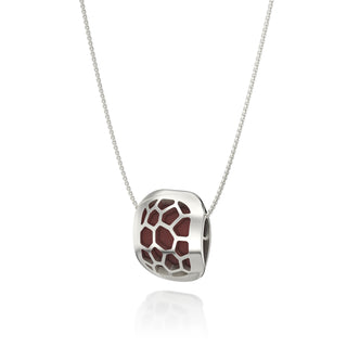 Hexagon Coral Pendant - Mangosteen Red - Sterling Silver
