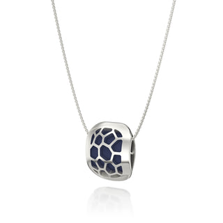 Hexagon Coral Pendant - Midnight Blue - Sterling Silver