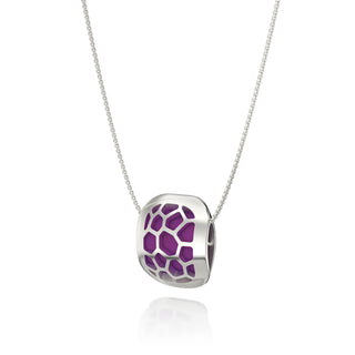 Hexagon Coral Pendant - Orchid Purple - Sterling Silver