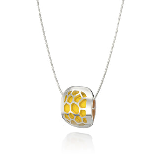 Hexagon Coral Pendant - Pineapple Yellow - Sterling Silver