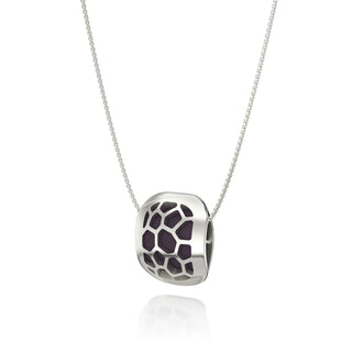 Hexagon Coral Pendant - Deep Plum - Sterling Silver