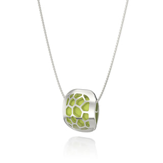 Hexagon Coral Pendant - Pomelo Green - Sterling Silver