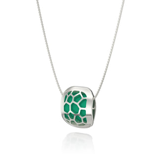 Hexagon Coral Pendant - Python Green - Sterling Silver