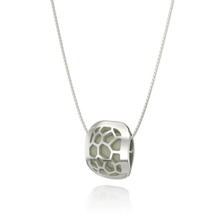 Hexagon Coral Pendant - Shophouse Olive - Sterling Silver