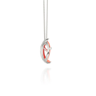 Hexagon Coral Pendant - Crossandra Orange - Sterling Silver