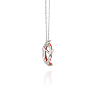 Hexagon Coral Pendant - Lava Orange - Sterling Silver