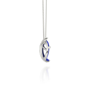 Hexagon Coral Pendant - Royal Blue - Sterling Silver