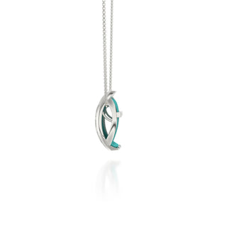 Hexagon Coral Pendant - Shophouse Teal - Sterling Silver