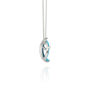Hexagon Coral Pendant - Turquoise Blue - Sterling Silver