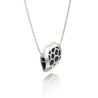 Hexagon Coral Pendant - Deep Plum - Sterling Silver