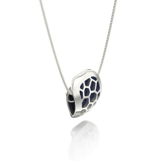 Hexagon Coral Pendant - Midnight Blue - Sterling Silver
