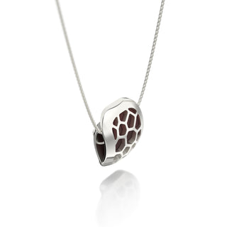 Hexagon Coral Pendant - Mangosteen Red - Sterling Silver