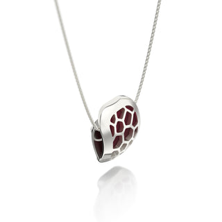 Hexagon Coral Pendant - Majestic Ruby - Sterling Silver